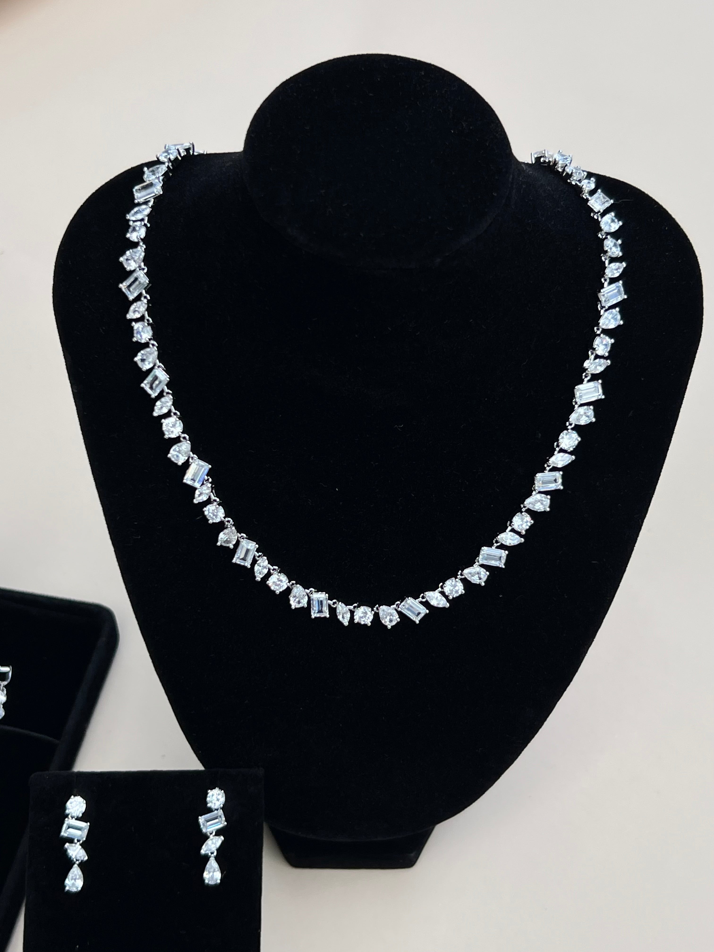 Viena - Multi-Cut Simulated Diamonds Necklace, Bracelet & Earrings Jewelry Set