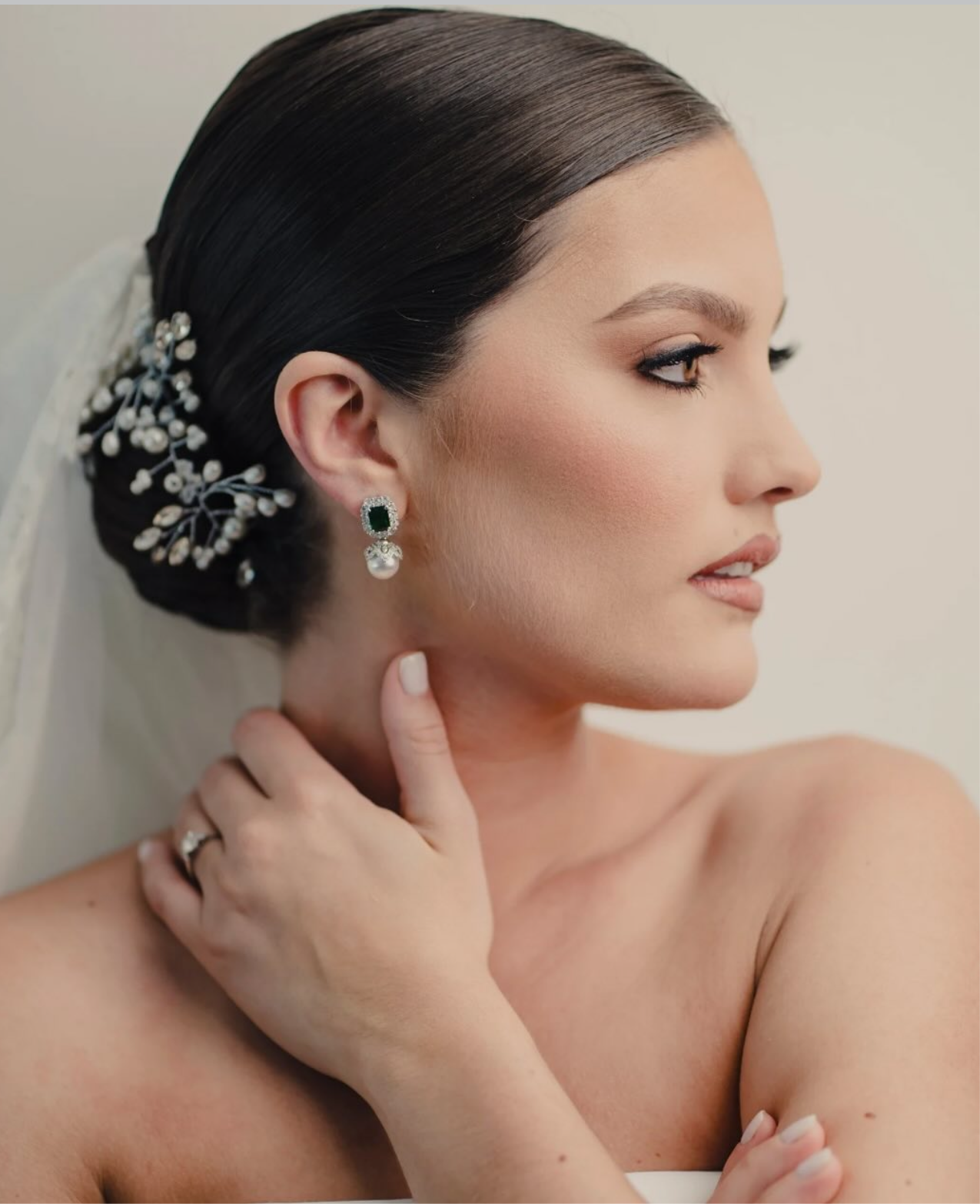 CARISSA- Lab Emeralds and Pearl Earrings