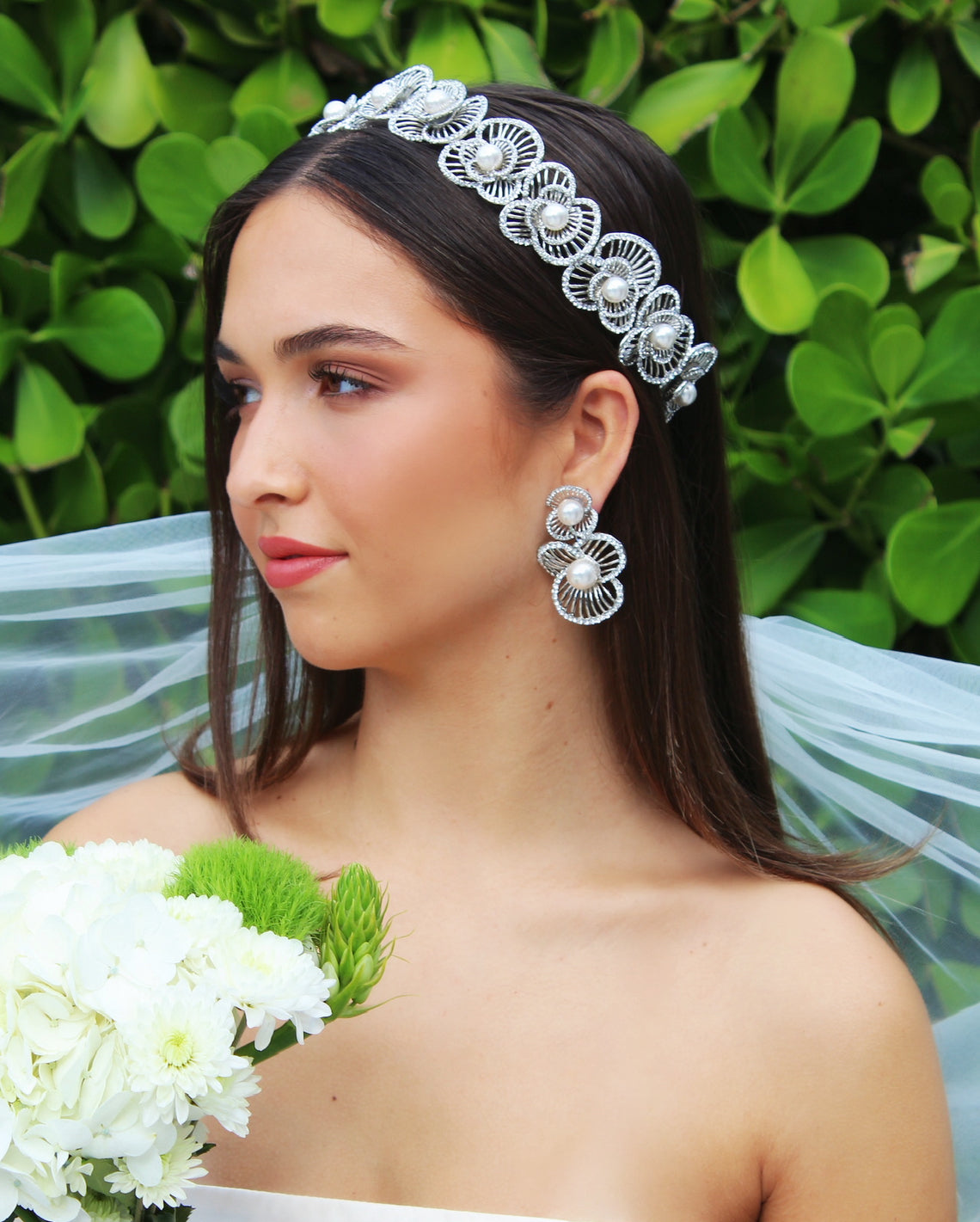 HAILEY -  Swarovski Crystals Tiara and Pearls -RTS