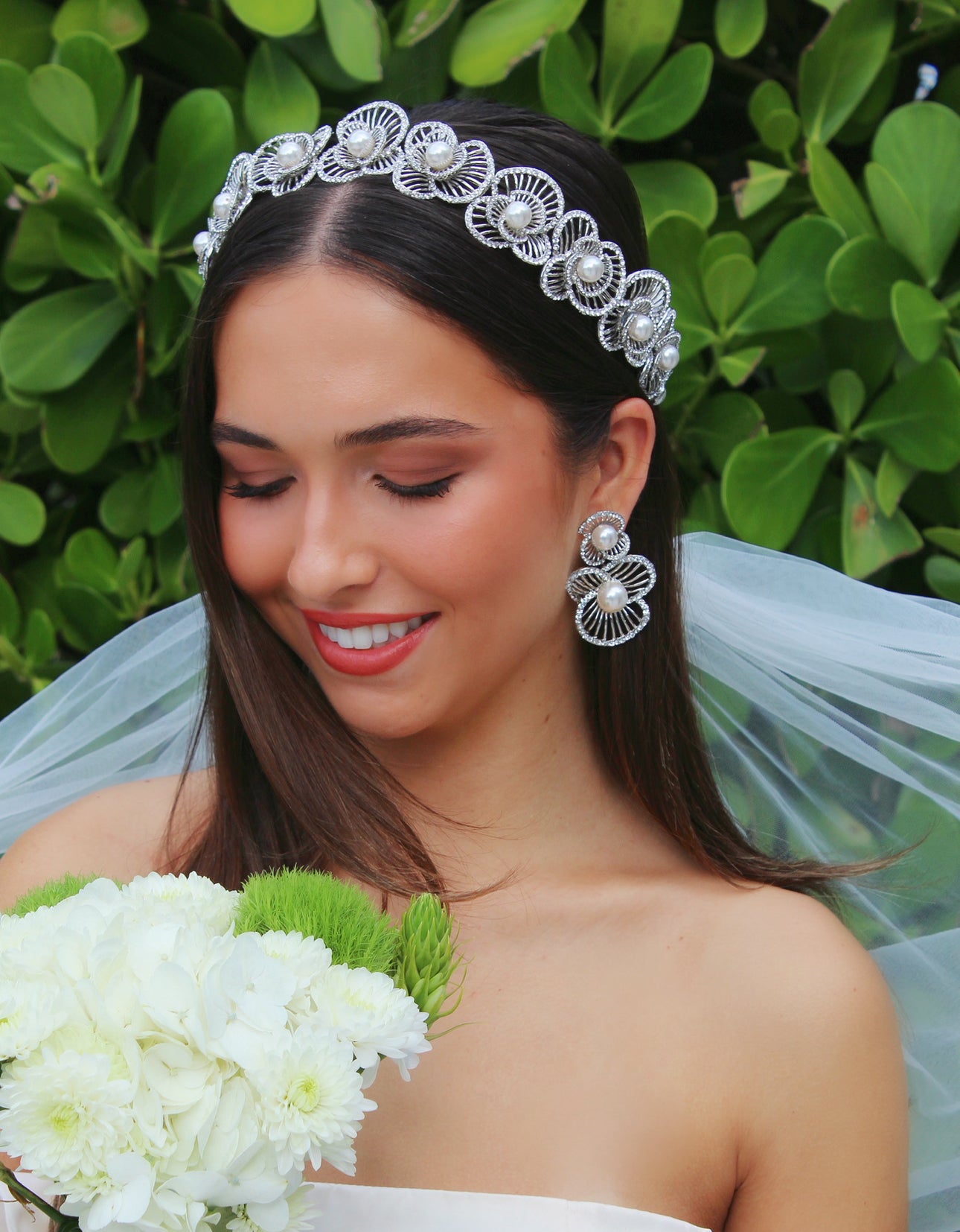 HAILEY -  Swarovski Crystals Tiara and Pearls -RTS