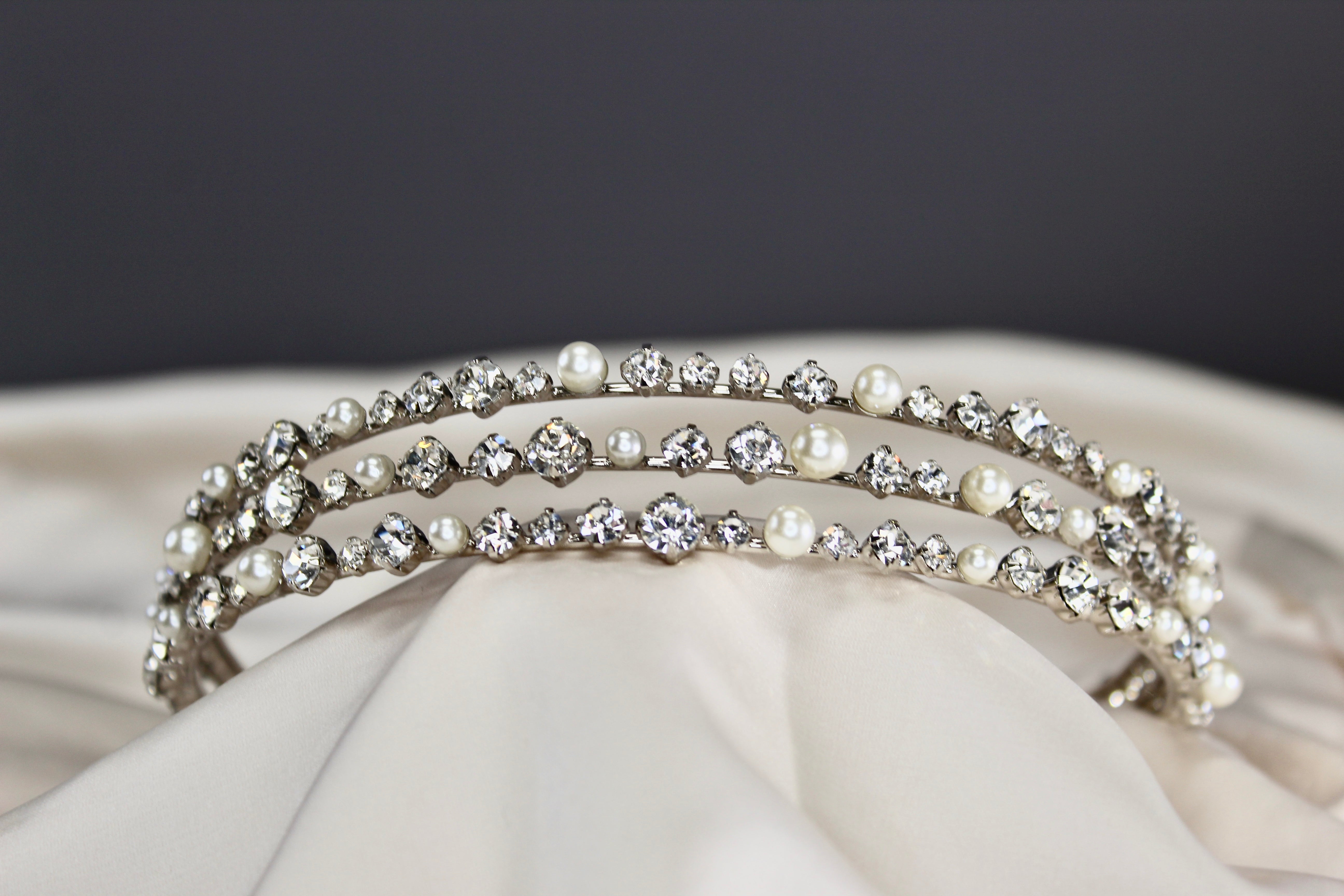 JANNINE - Swarovski Crystals and Pearls Headband -RTS