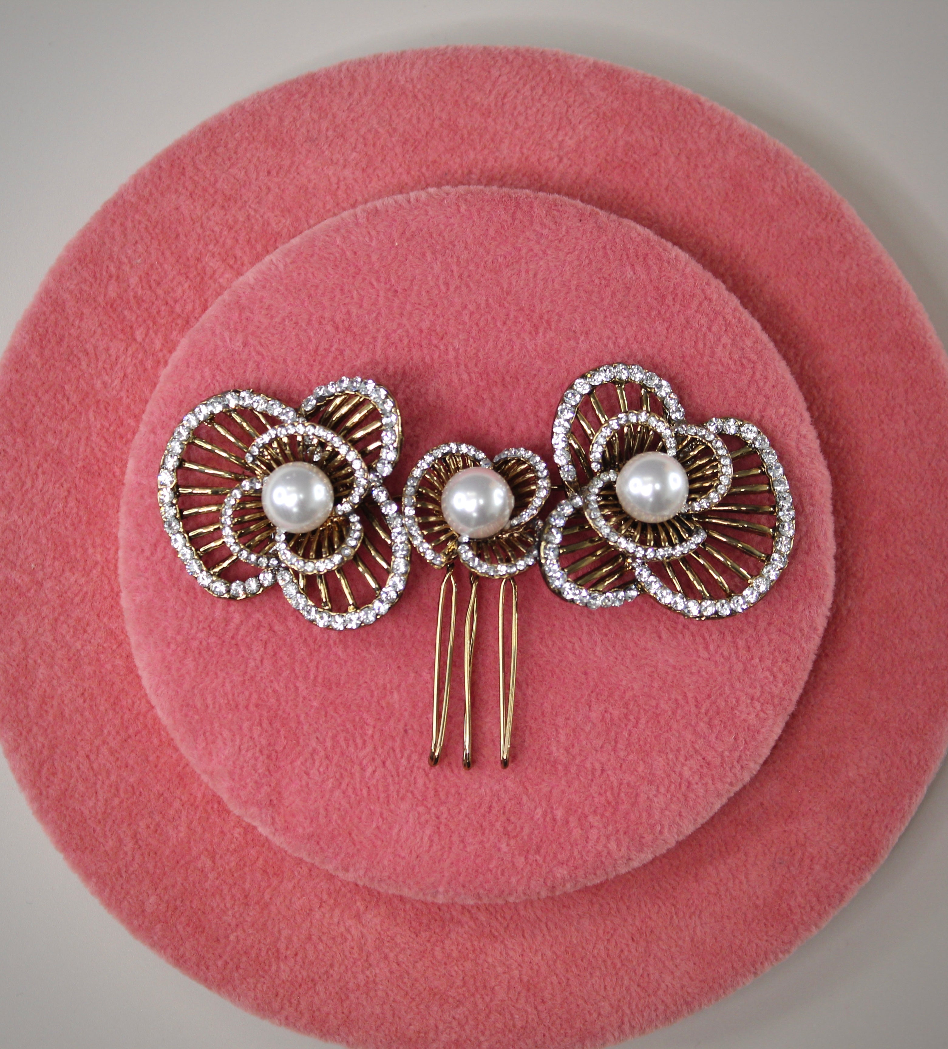 PAULINE - Swarovski Crystals and Pearls Hair Comb -RTS