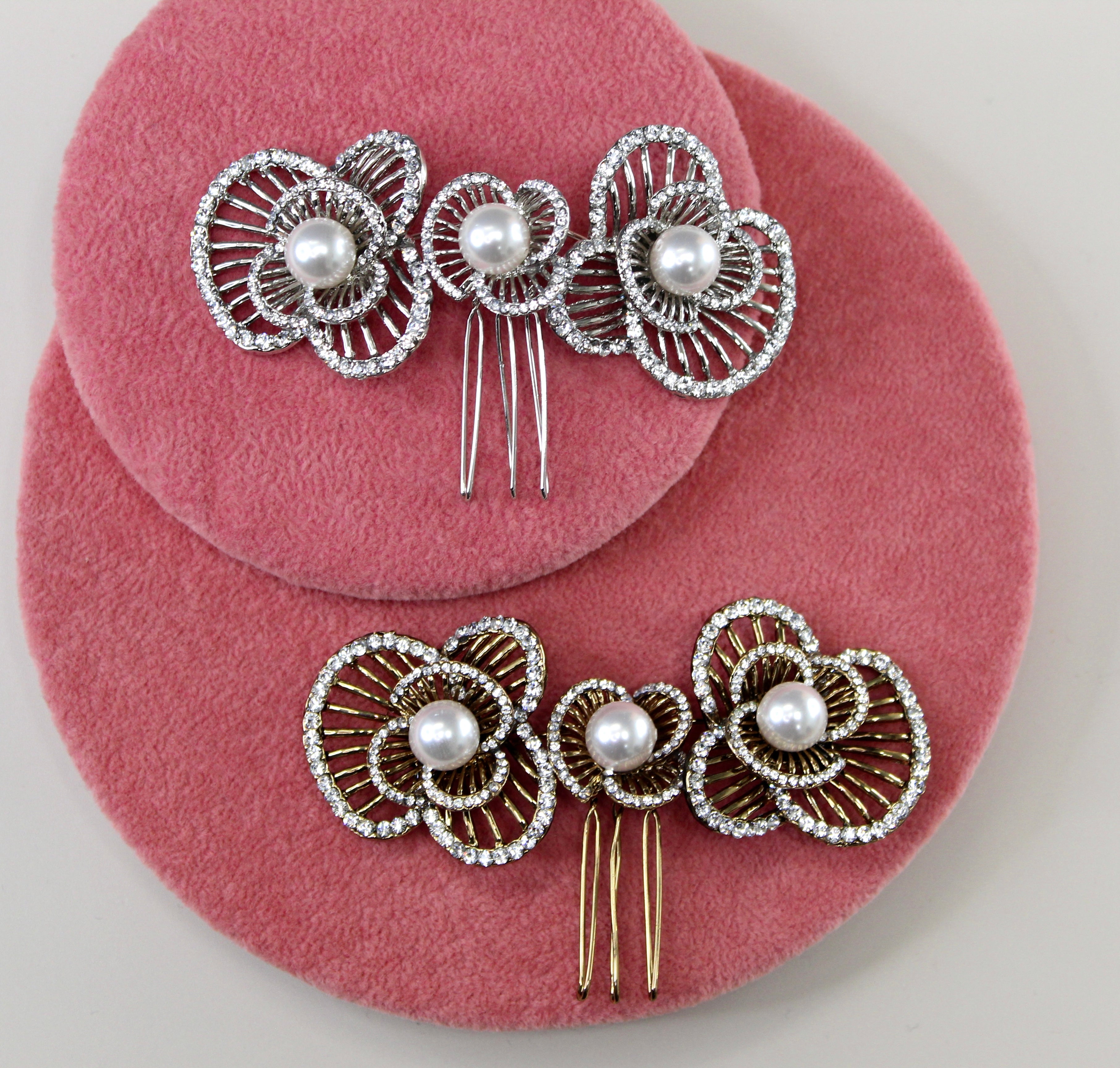 PAULINE - Swarovski Crystals and Pearls Hair Comb -RTS