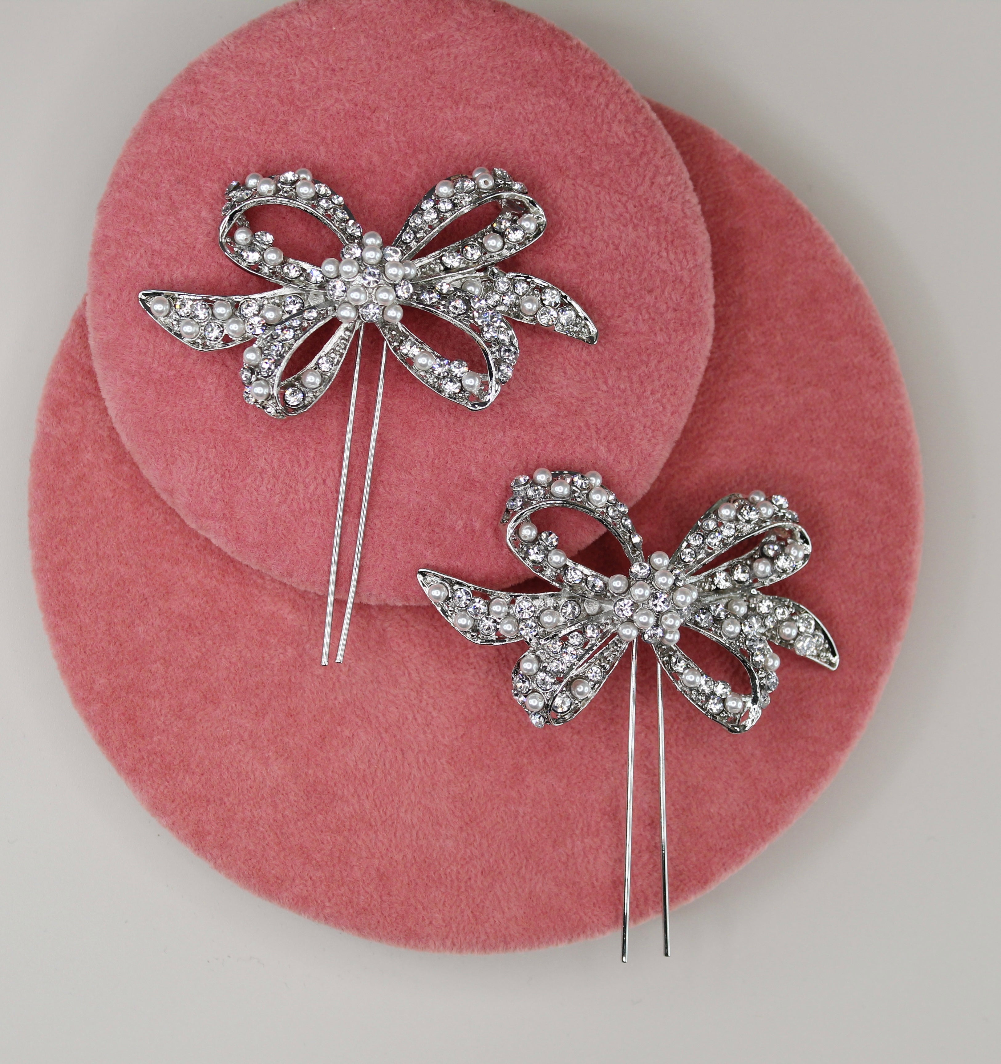 ANAIS -  Swarovski Crystals and Pearls Bow Hair Pin