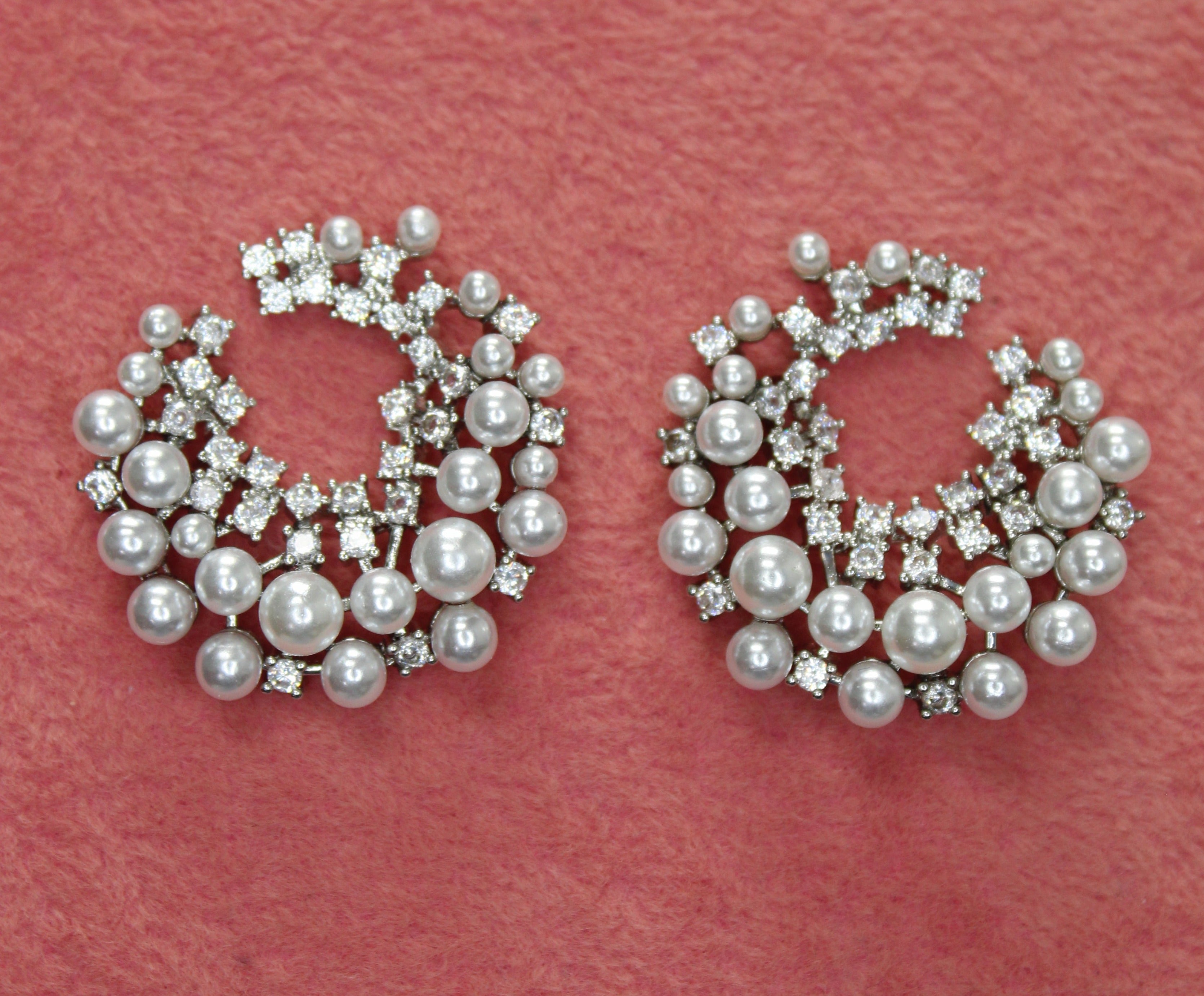 MIRANDA - Simulated Diamonds and Pearls Earrings -RTS