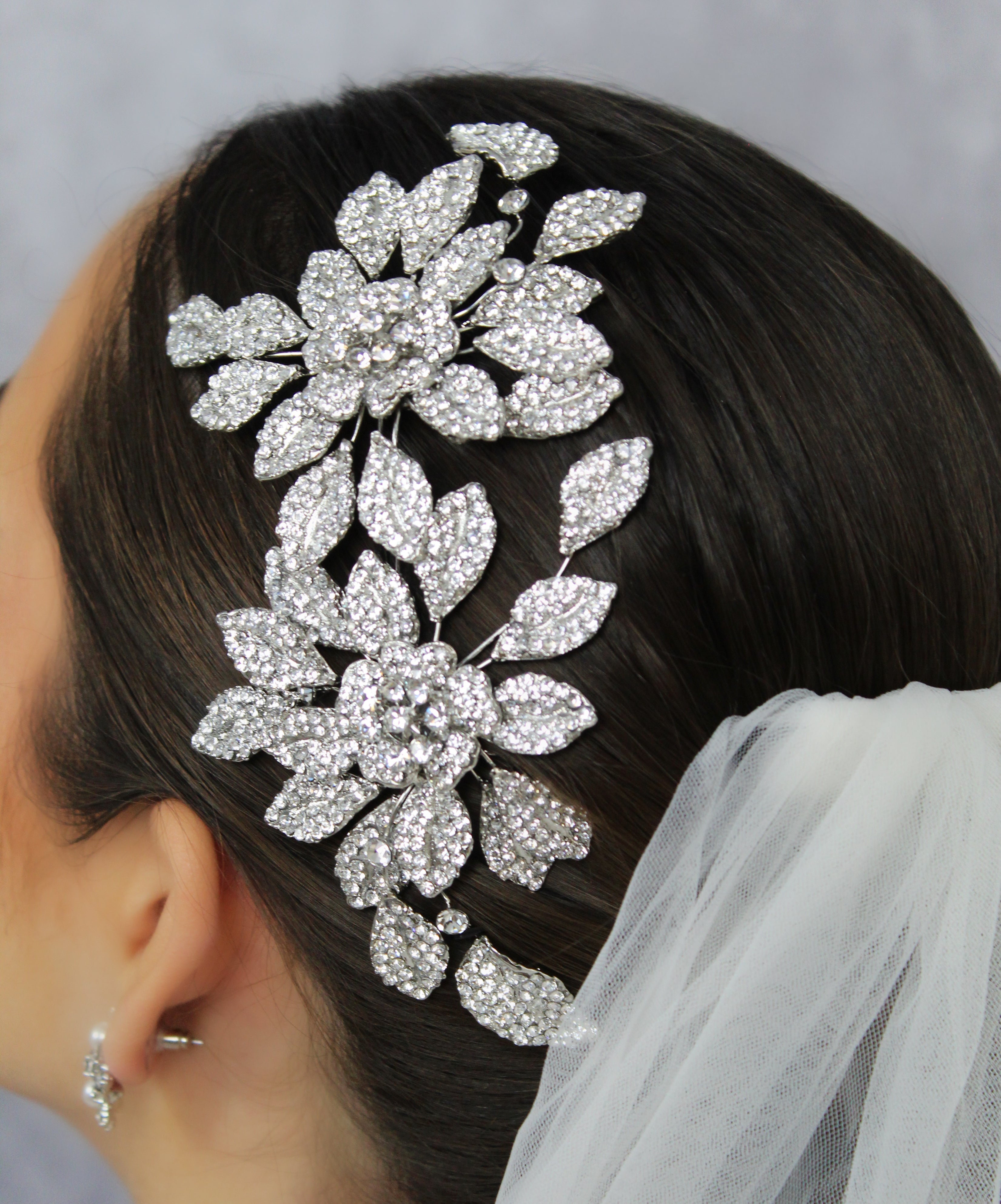 REAGAN - Swarovski Crystal Bridal Hair Side Piece -RTS