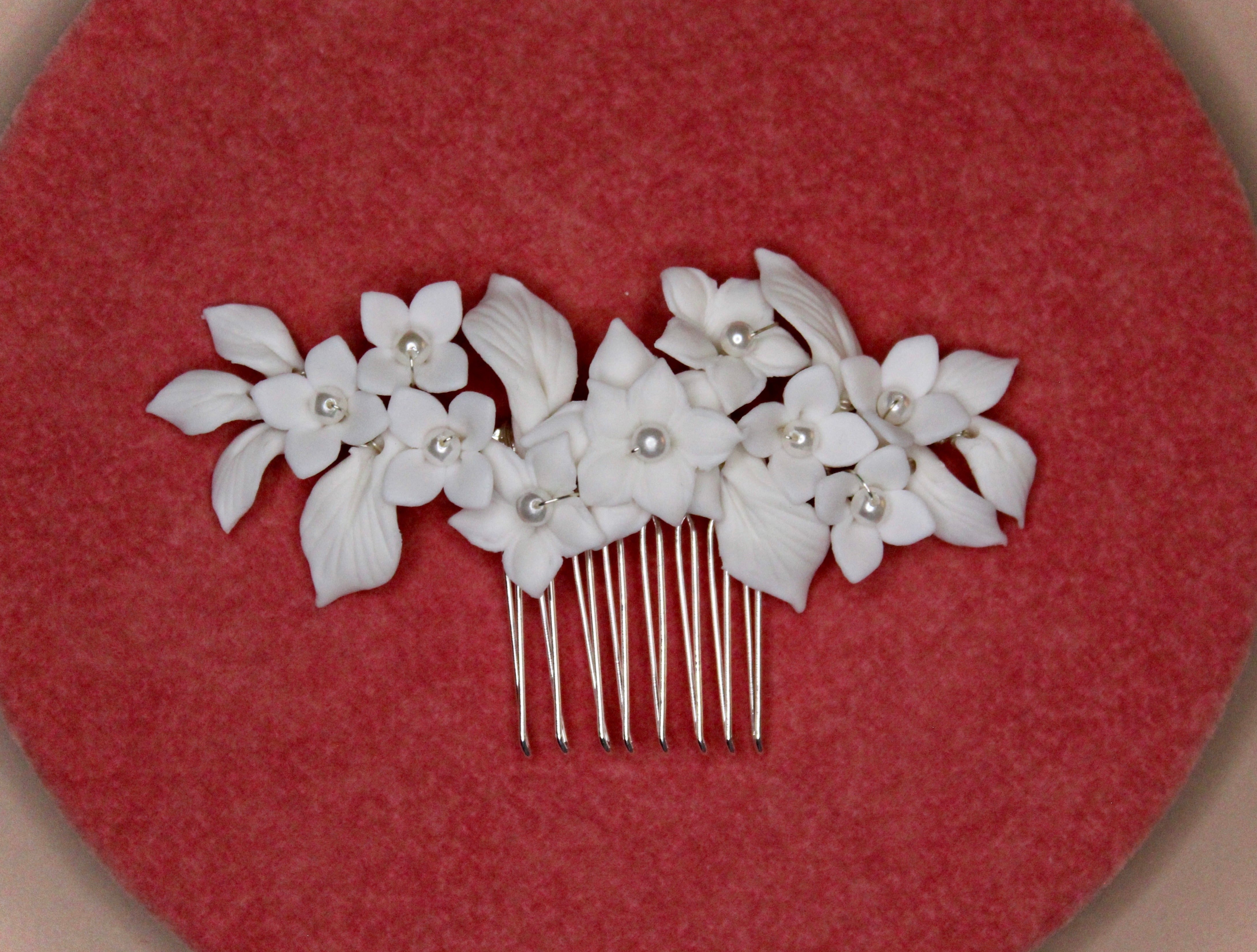 LEILA- Porcelain Flowers Hair Comb -RTS