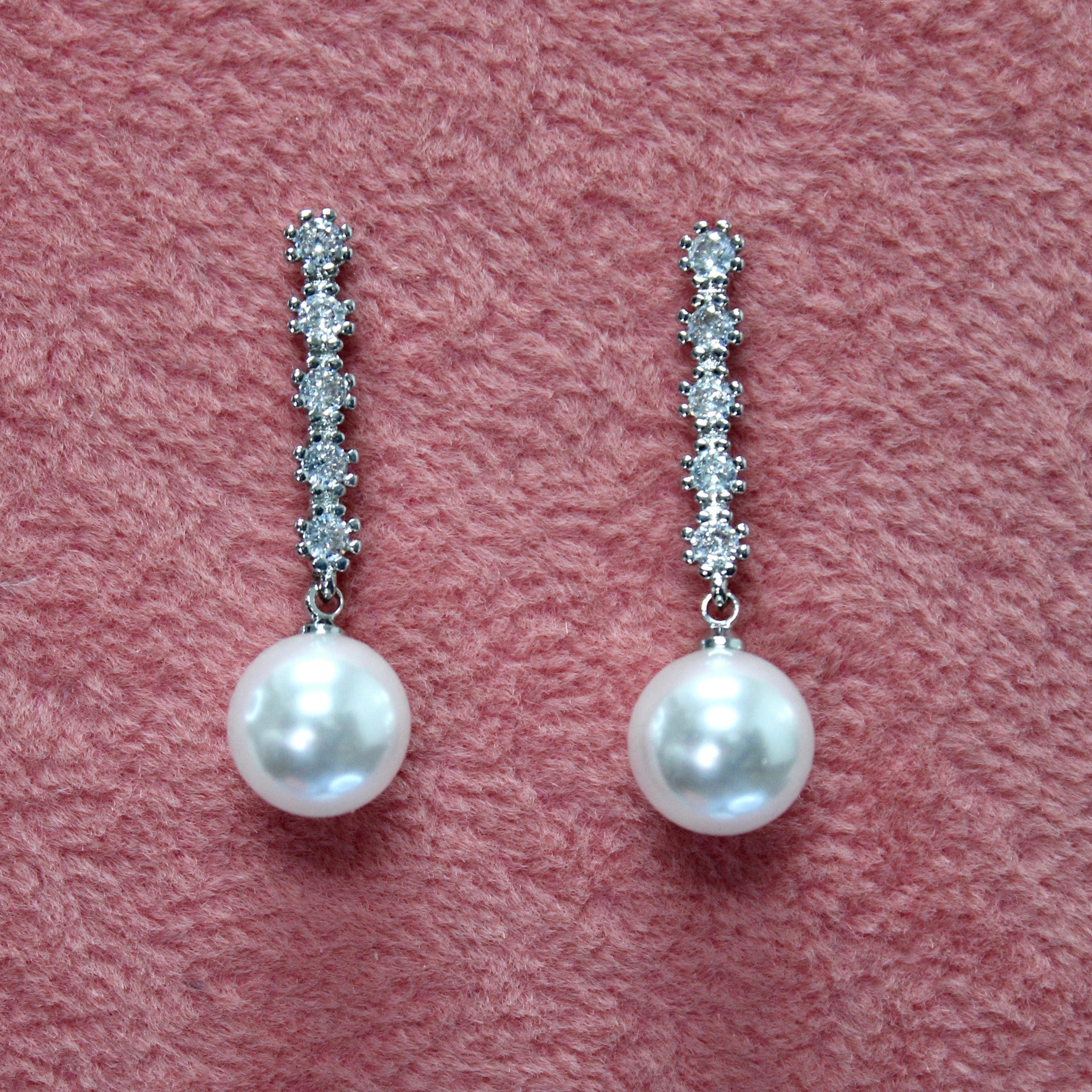 VALEN - Simulated Diamonds and Pearls Earrings