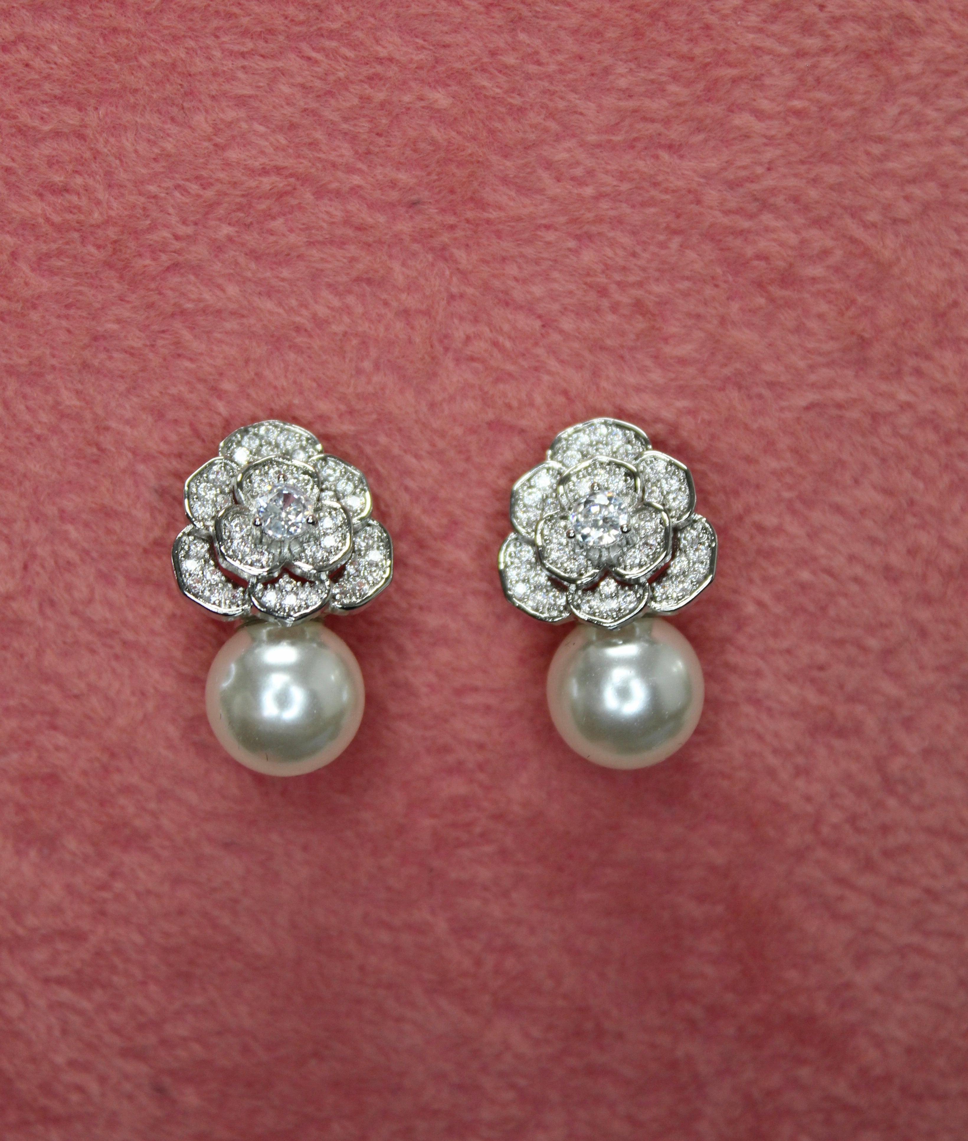 ELODIE - Simulated Diamonds and Pearls Earrings -RTS