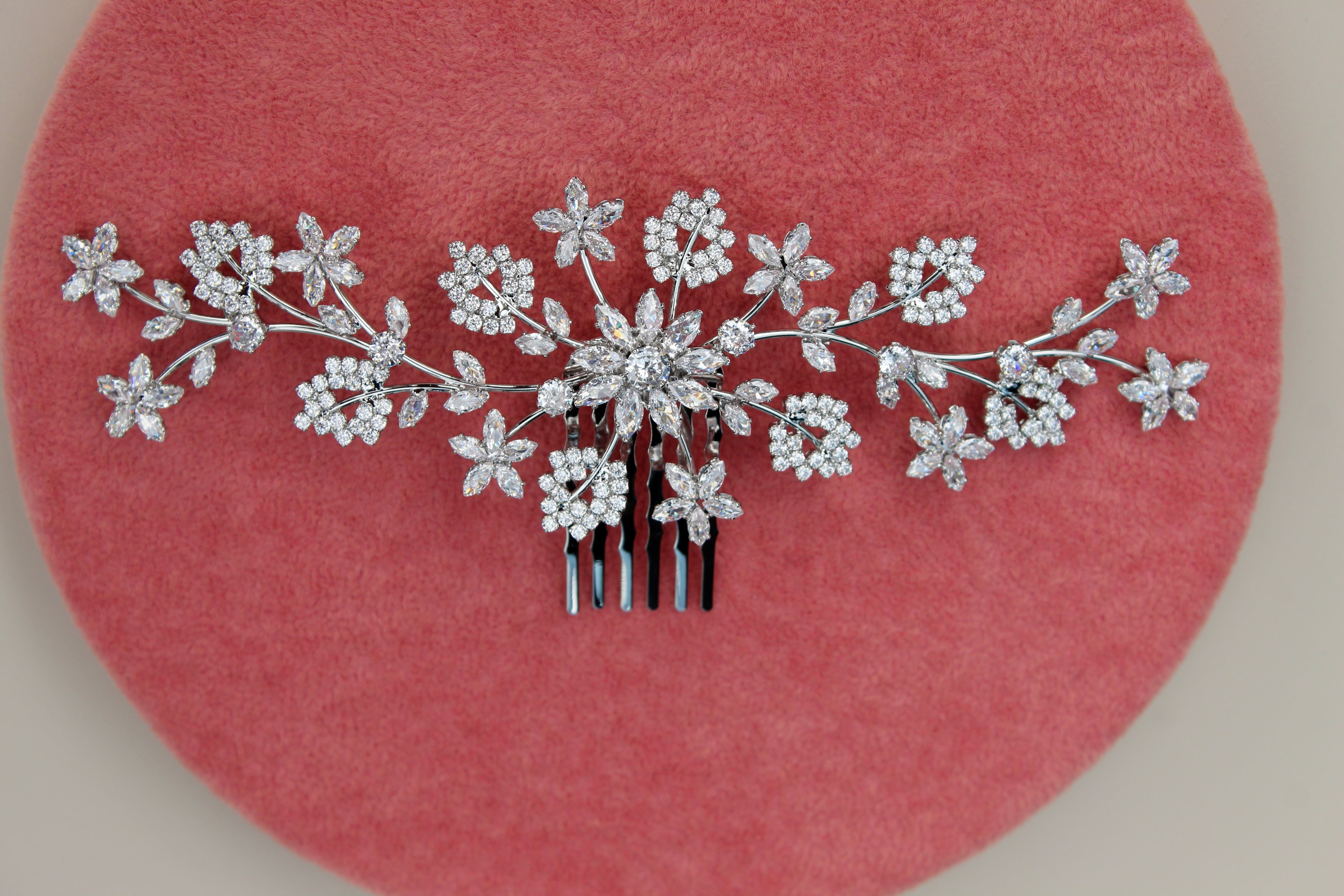 AMANDA - Simulated Diamonds Bridal Hair Comb -RTS