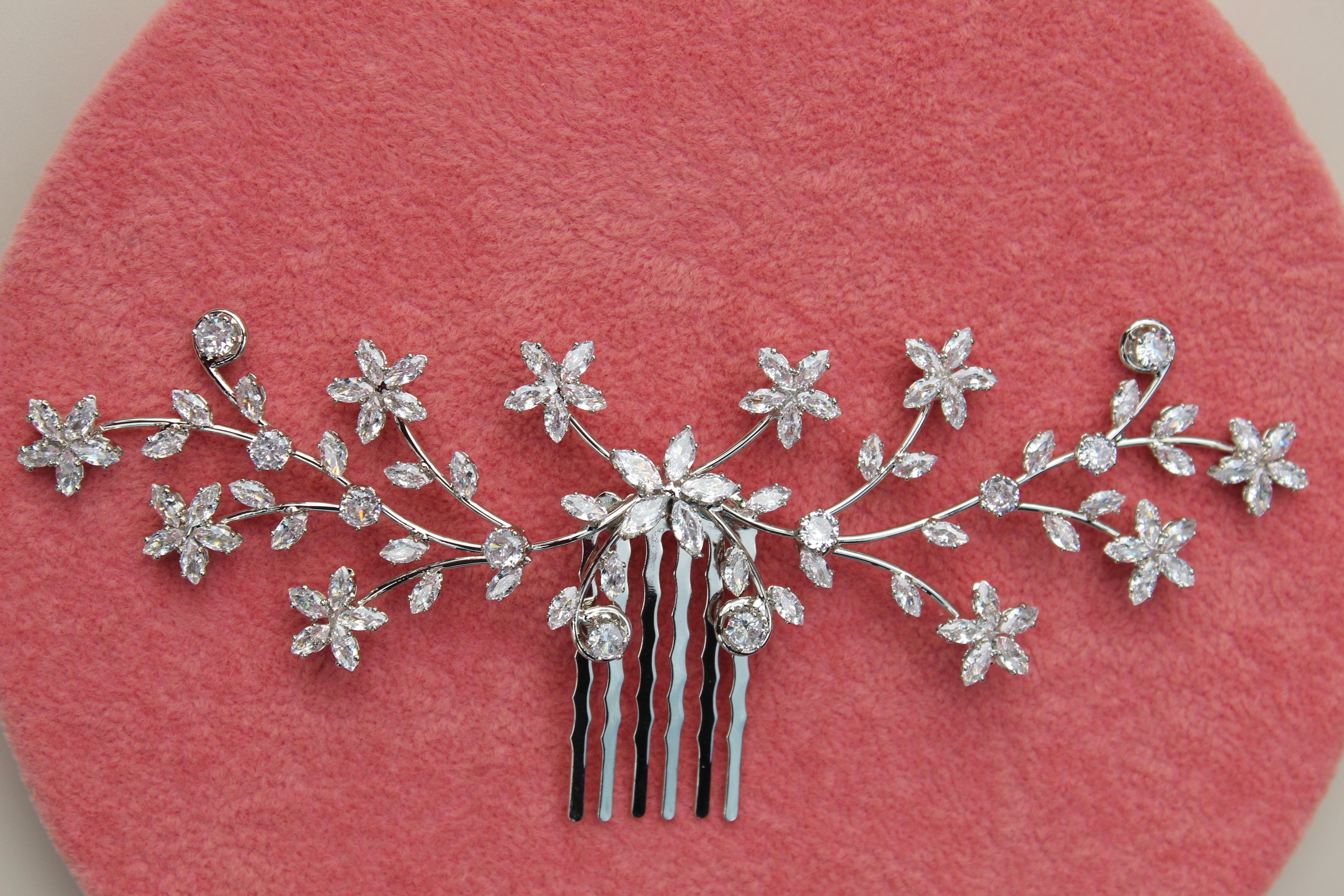 STEPHANIE - Simulated Diamonds Bridal Hair Comb -RTS