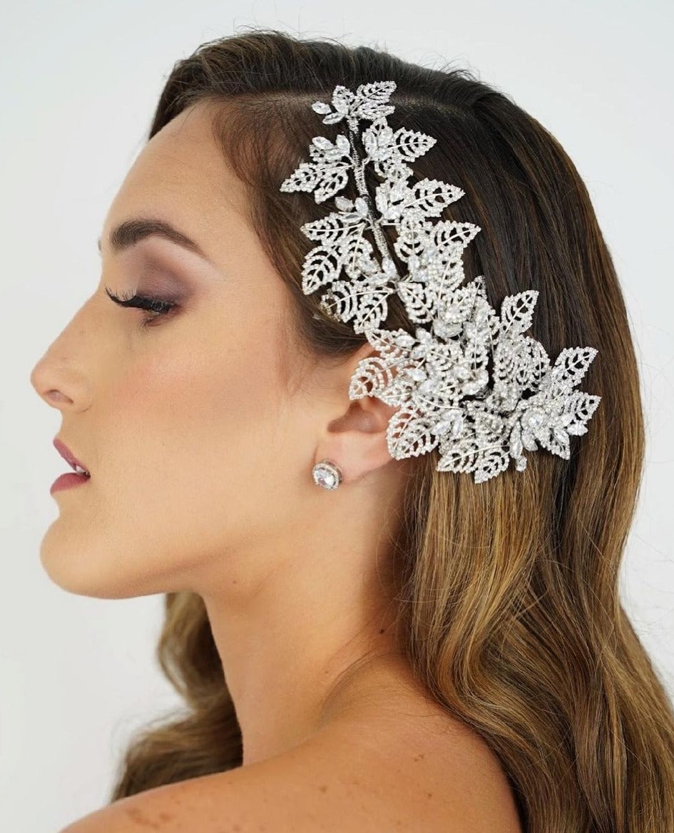 LISETTE - Swarovski Crystals Side Headpiece - RTS