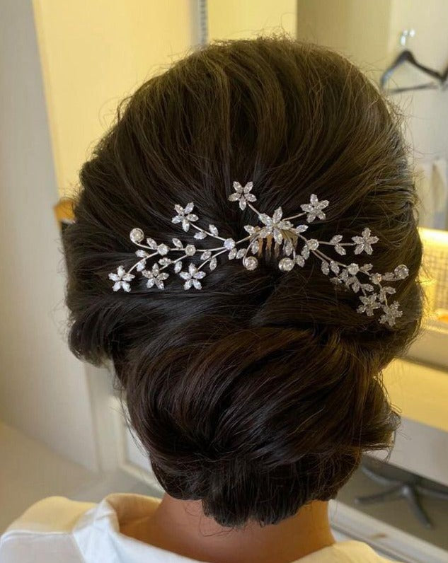 STEPHANIE - Simulated Diamonds Bridal Hair Comb -RTS