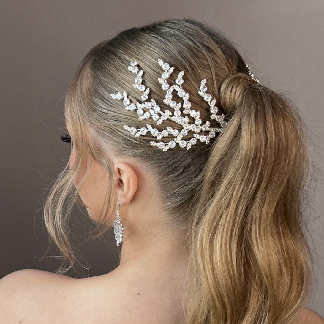 LILY - Swarovski Crystals Bridal Hair Wings / Side Piece