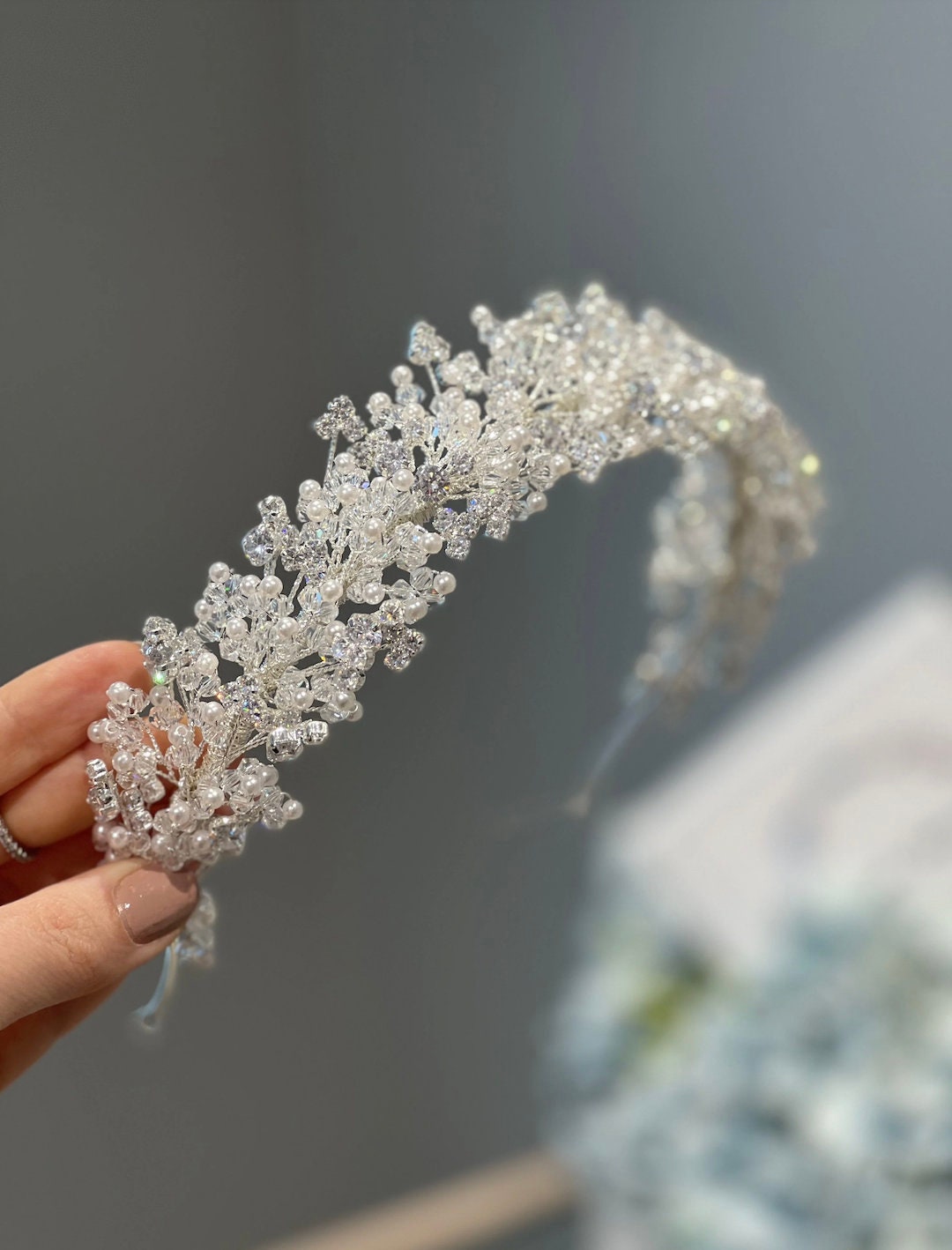 TESSA - Pearls, Beads and Swarovski Crystals Headband