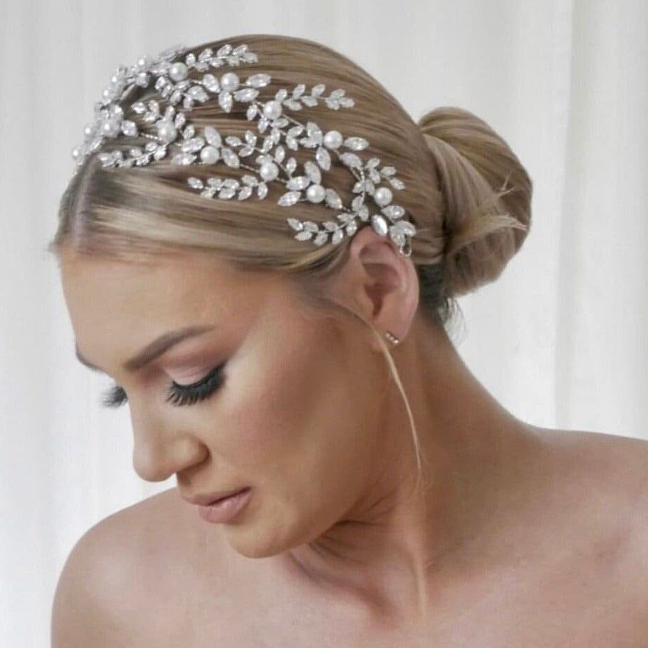 ABIGAIL - Simulated Diamonds and Pearls Double Band Headband